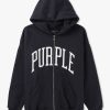 Mens PURPLE BRAND Sweatshirts & Hoodies | Mens Hwt Fleece Full Zip Hoodie In Black