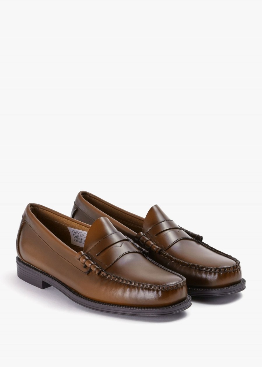 Mens G.H.BASS Loafers | Mens Easy Weejun Larson Penny Loafers In Mid Brown