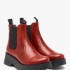 Womens FLY LONDON Boots | Womens Medi Leather Chunky Chelsea Boots In Red