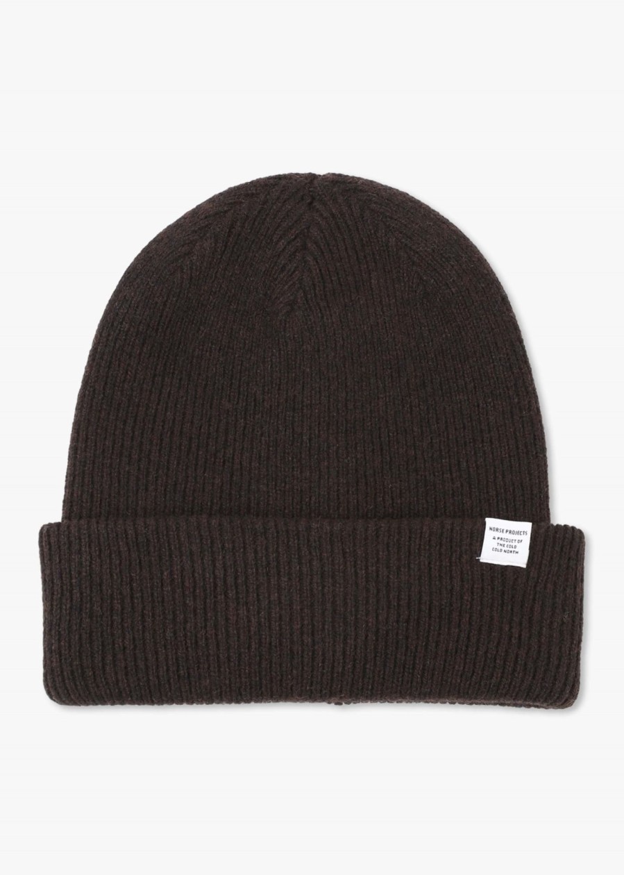 Mens NORSE PROJECTS Gifting | Mens Merino Lambswool Beanie In Brown