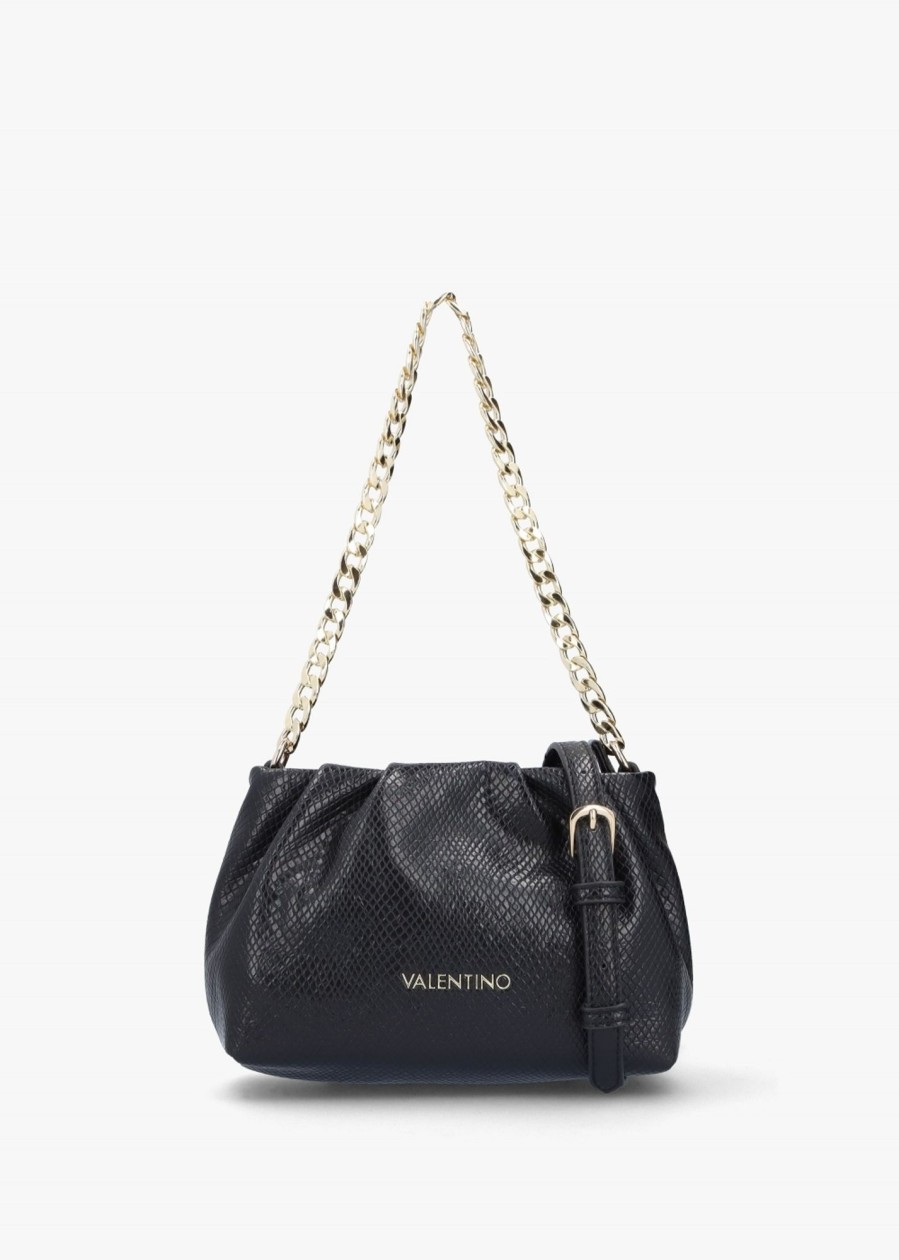 Womens VALENTINO Shoulder Bags | Womens Poplar Reptile Chain Handle Bag In Nero Black