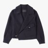 Womens LEVETE ROOM Coats & Jackets | Womens Owa Asymetric Wool Jacket In Dark Navy