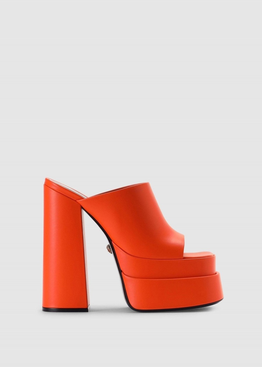 Womens VERSACE Heels | Women'S Aevitas Platform Mule Heels In Orange