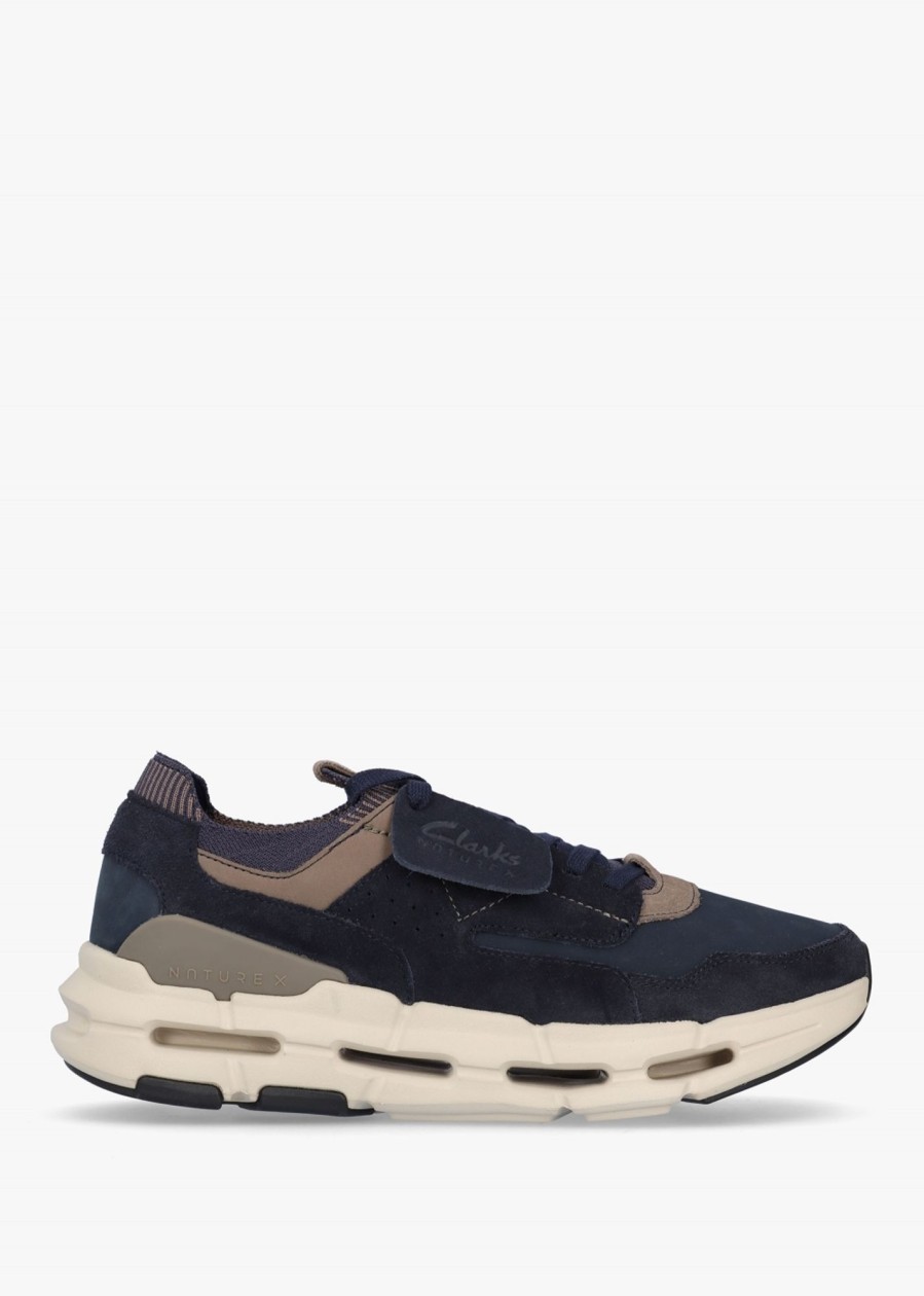 Mens CLARKS Trainers | Mens Nxe Lo Trainers In Navy Nubuck