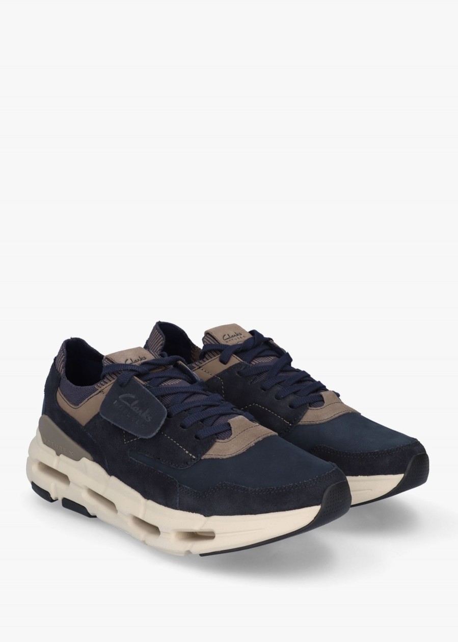 Mens CLARKS Trainers | Mens Nxe Lo Trainers In Navy Nubuck