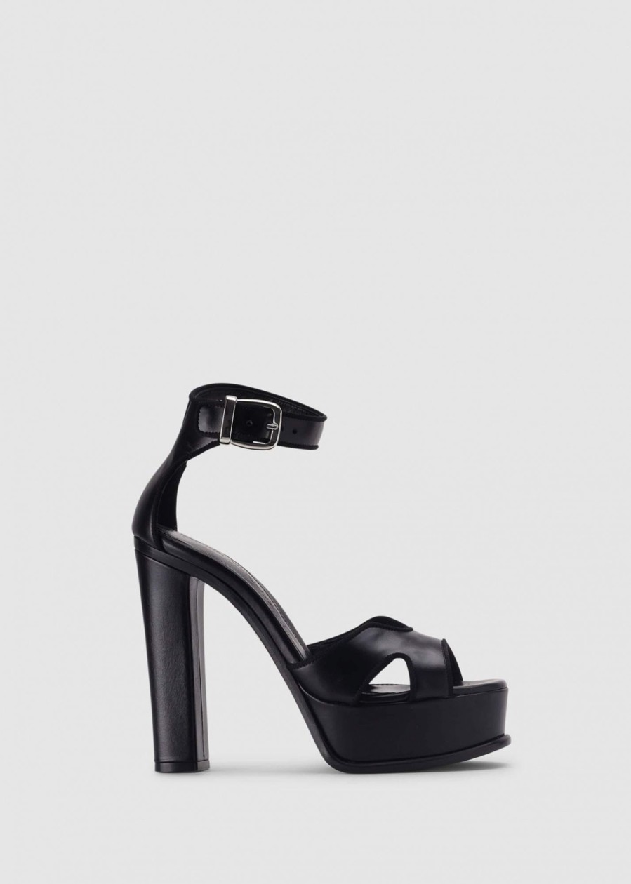 Womens ALEXANDER McQUEEN Heels | Alexander Mcqueen Women'S Butterfly Platform Black Heels