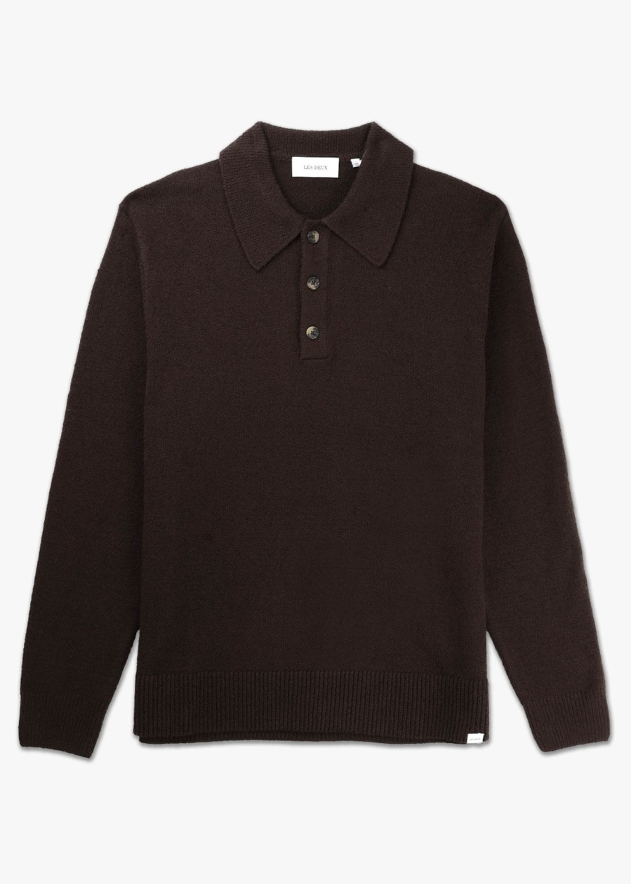 Mens LES DEUX Knitwear | Mens Errol Rugby Knit In Brown