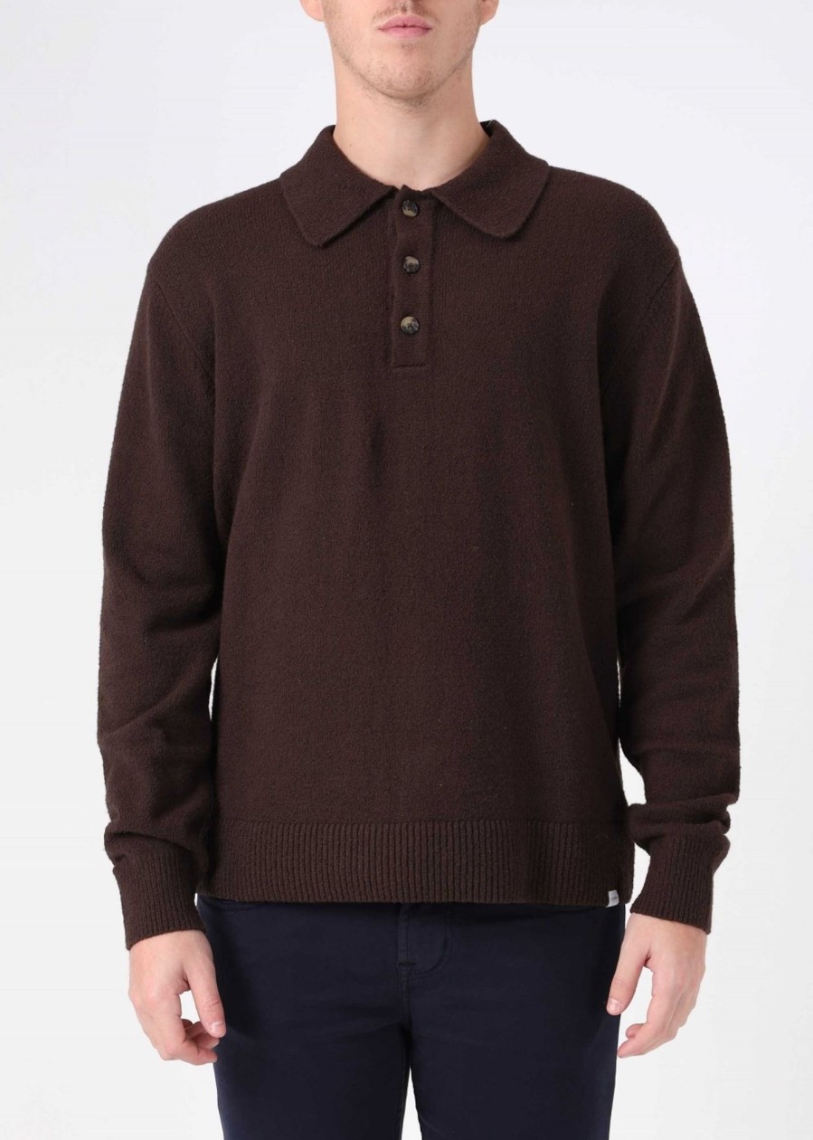 Mens LES DEUX Knitwear | Mens Errol Rugby Knit In Brown