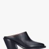 Womens COACH Heels | Womens Paloma Leather Western Block Heel Backless Mules In Black