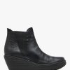 Womens FLY LONDON Boots | Womens Woss Leather Wedge Ankle Boots In Black