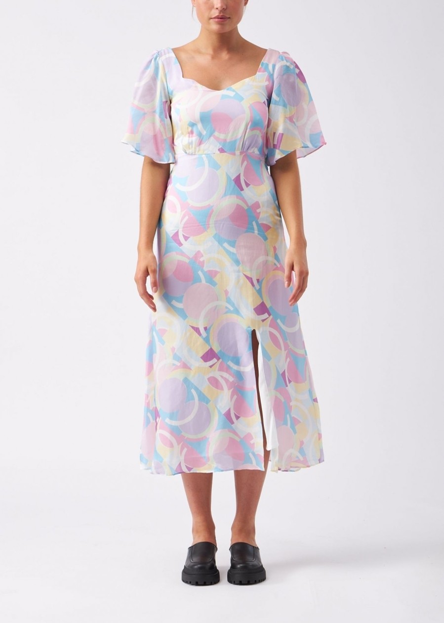 Womens OLIVIA RUBIN Dresses | Womens Savannah Silk Fit Flare Printed Dress In Shapestack