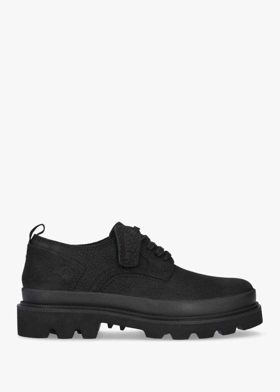 Mens CLARKS Shoes | Mens Badell Nubuck Chunky Lace Up Shoes In Black