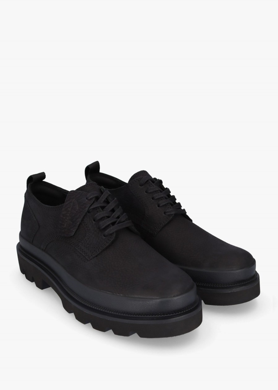 Mens CLARKS Shoes | Mens Badell Nubuck Chunky Lace Up Shoes In Black