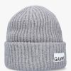 Womens GANNI Gifting | Womens Structured Rib Beanie In Paloma Melange Grey