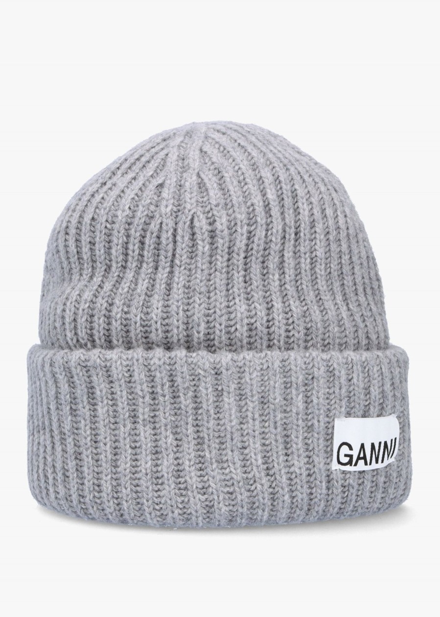 Womens GANNI Gifting | Womens Structured Rib Beanie In Paloma Melange Grey