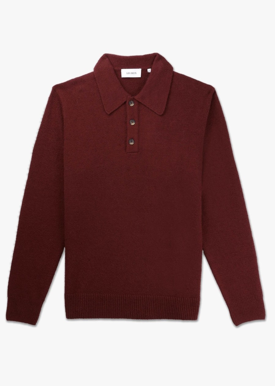 Mens LES DEUX Knitwear | Mens Errol Rugby Knit In Red