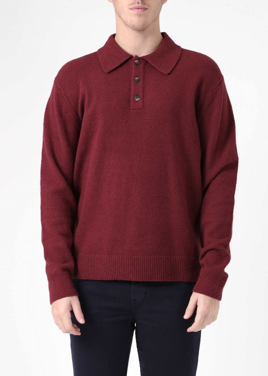 Mens LES DEUX Knitwear | Mens Errol Rugby Knit In Red