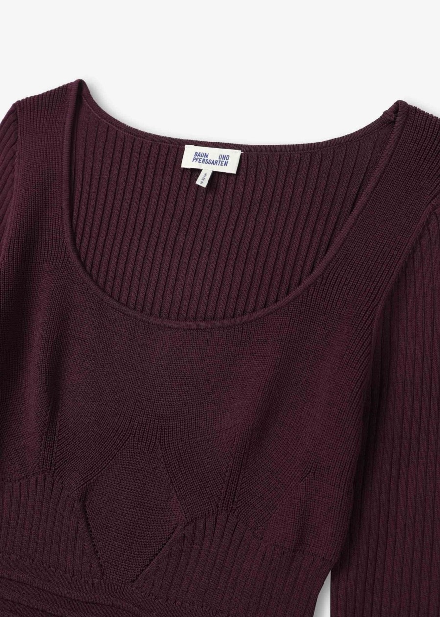 Womens BAUM UND PFERDGARTEN Knitwear | Womens Cambria Ribbed Knit Scoop Neck Top In Burgundy