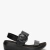 Womens FLY LONDON Sandals | Womens Bani Leather Big Buckle Sandals In Black