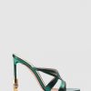 Womens BALLY Heels | Women'S Block Slide Laminated Green Sandals