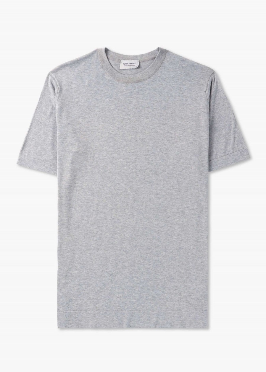 Mens JOHN SMEDLEY T-Shirts | Mens Lorca Welted T-Shirt In Silver