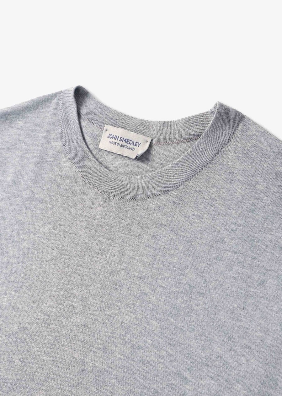 Mens JOHN SMEDLEY T-Shirts | Mens Lorca Welted T-Shirt In Silver