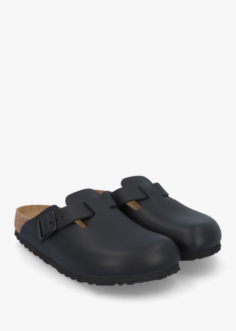 Womens BIRKENSTOCK Flats | Womens Boston Natural Leather Flats In Black