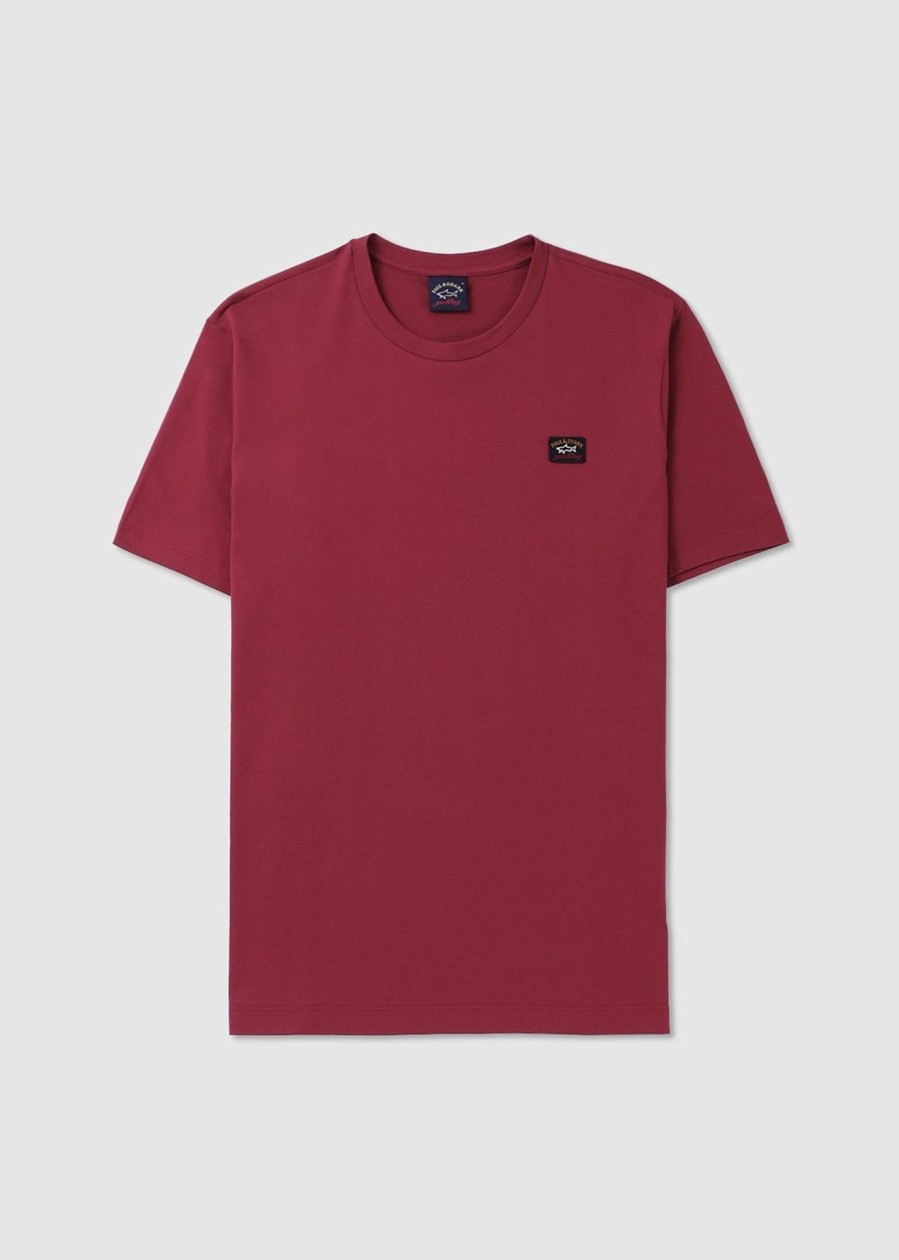 Mens PAUL & SHARK T-Shirts | Mens Iconic Badge T-Shirt In Ruby Wine