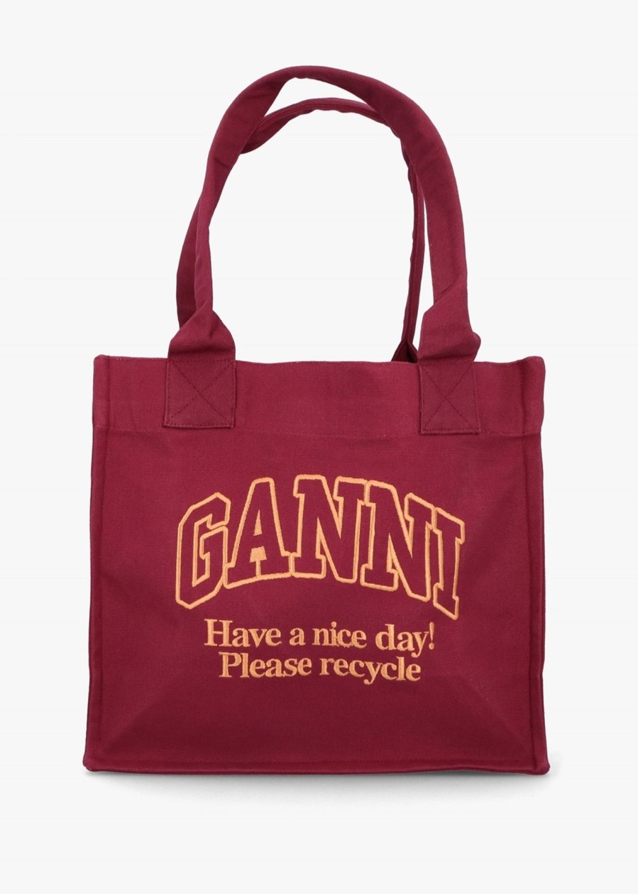 Womens GANNI Tote Bags | Womens Large Easy Shopper In Syrah Red