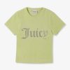 Womens JUICY COUTURE Tops | Womens Taylor Velour Diamonte T Shirt In Butterfly Green