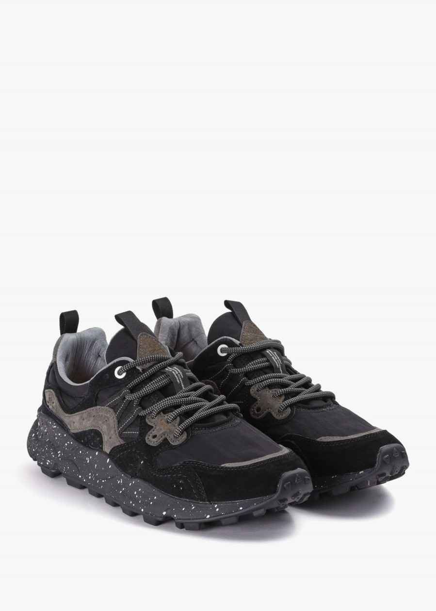 Mens FLOWER MOUNTAIN Trainers | Mens Yamano 3 Suede/Nylon Trainers In Black