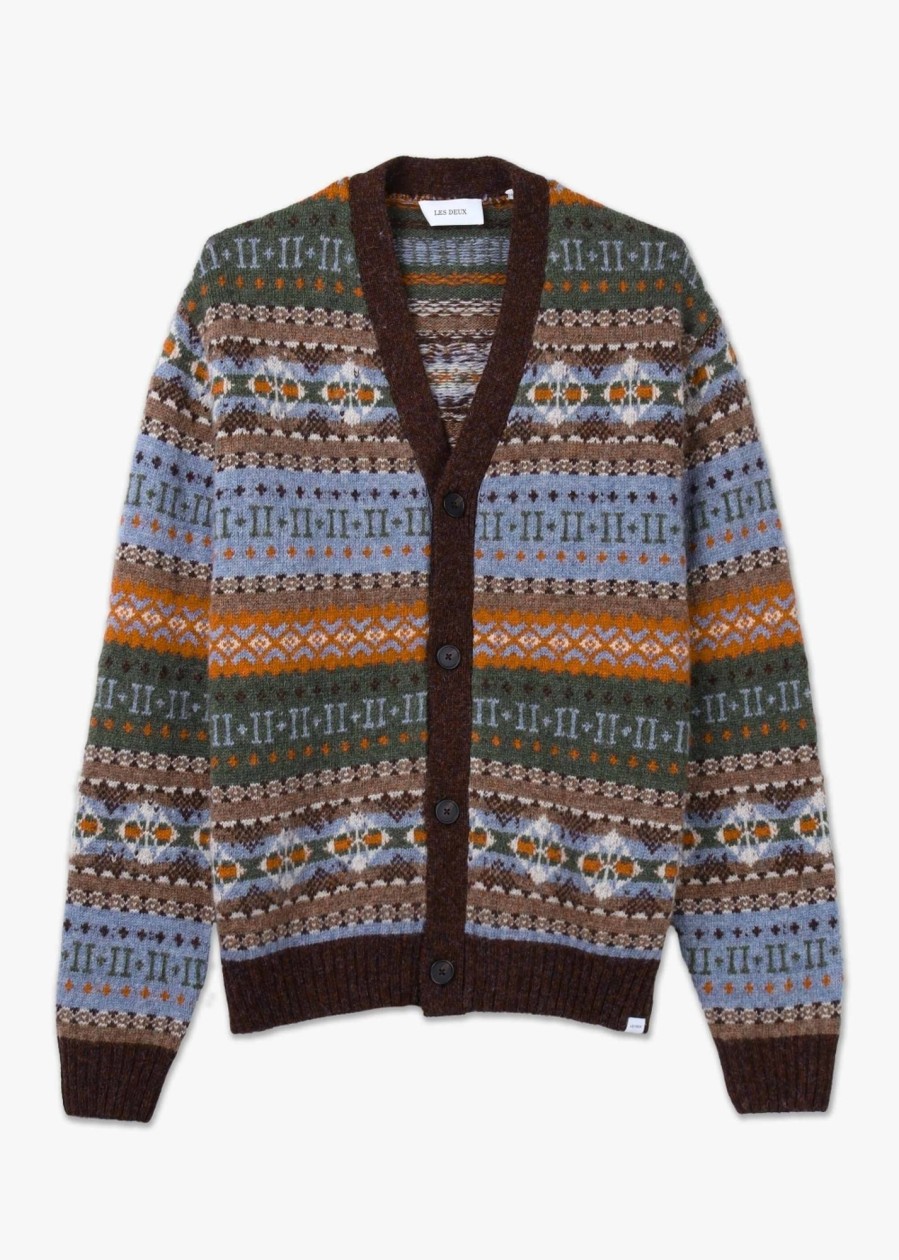 Mens LES DEUX Knitwear | Mens Hordur Fair Isle Cardigan