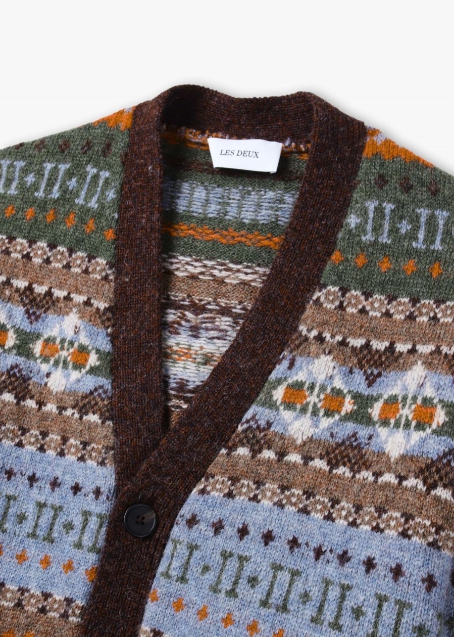 Mens LES DEUX Knitwear | Mens Hordur Fair Isle Cardigan