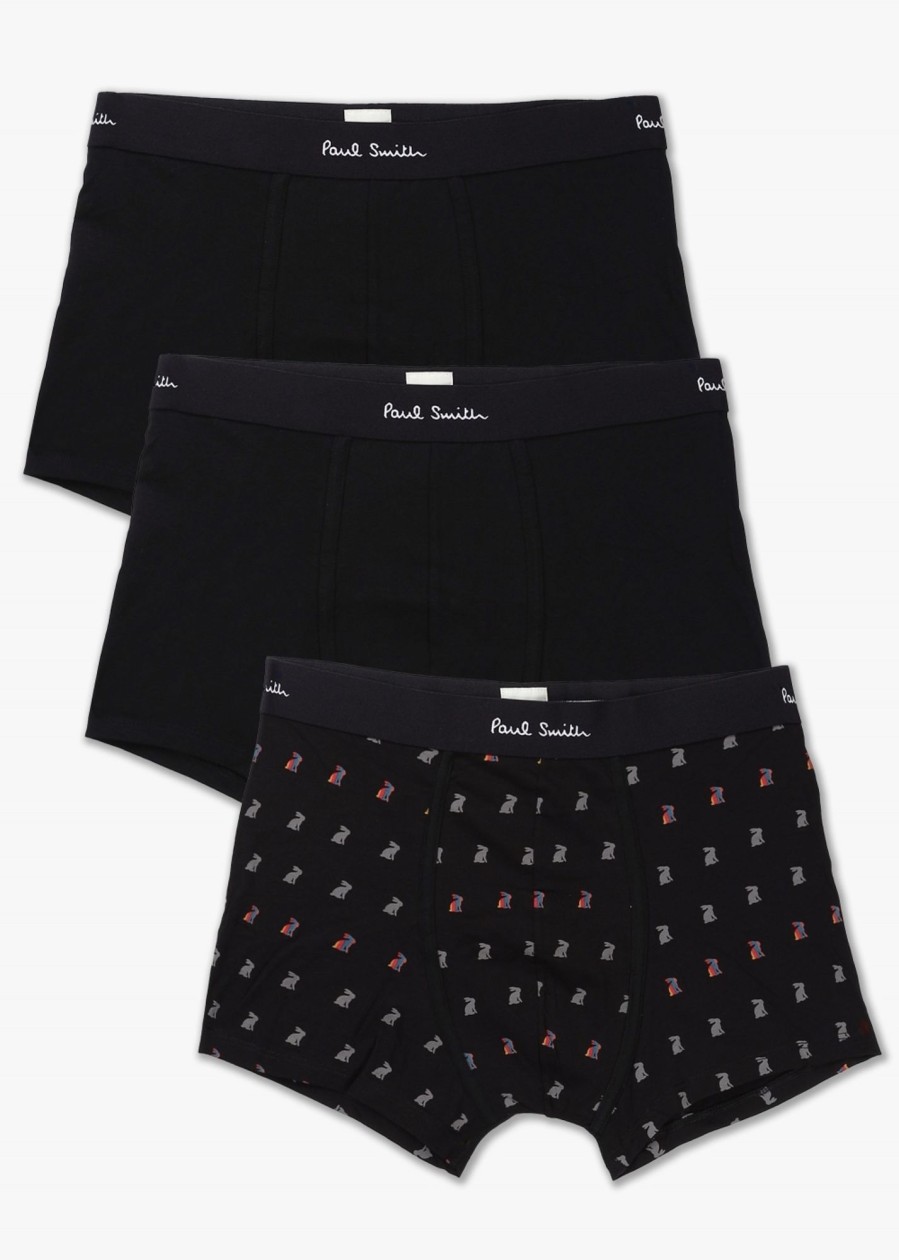 Mens PAUL SMITH Gifting | Mens 3 Pack Rabbit Print Trunk In Black