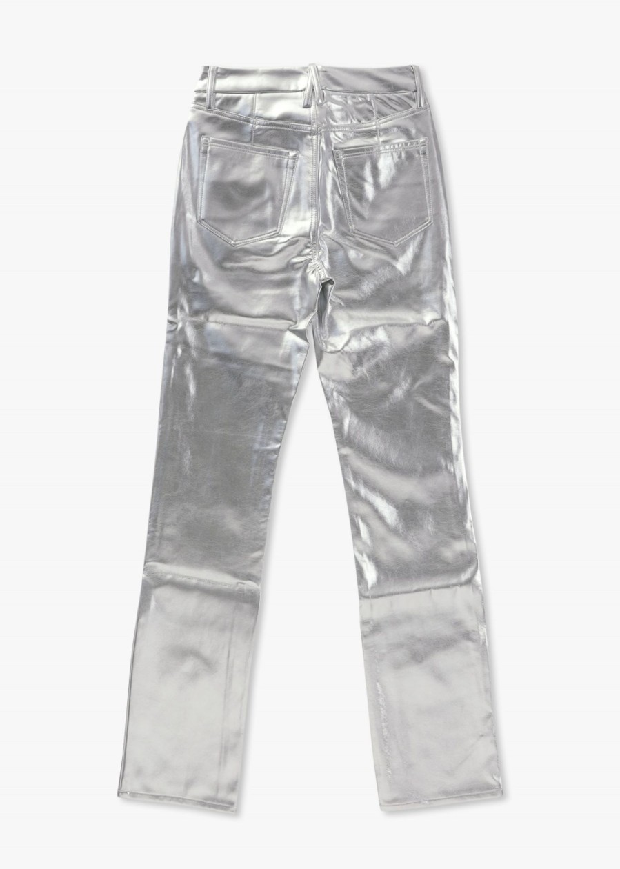 Womens GOOD AMERICAN Trousers | Womens Good Icon Metallic Trousers In Silver Metallic