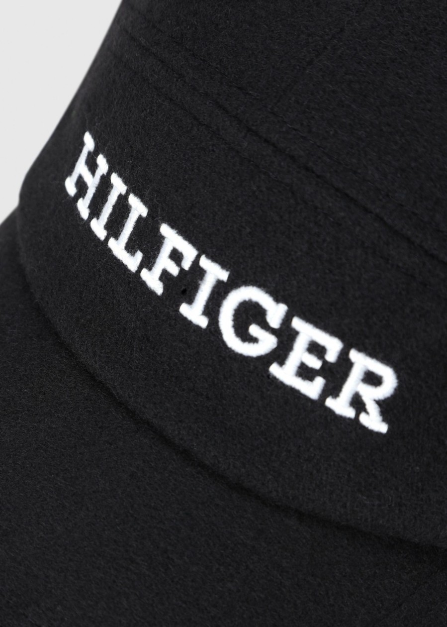 Mens TOMMY HILFIGER Gifting | Mens Monotype Melton Cap In Black