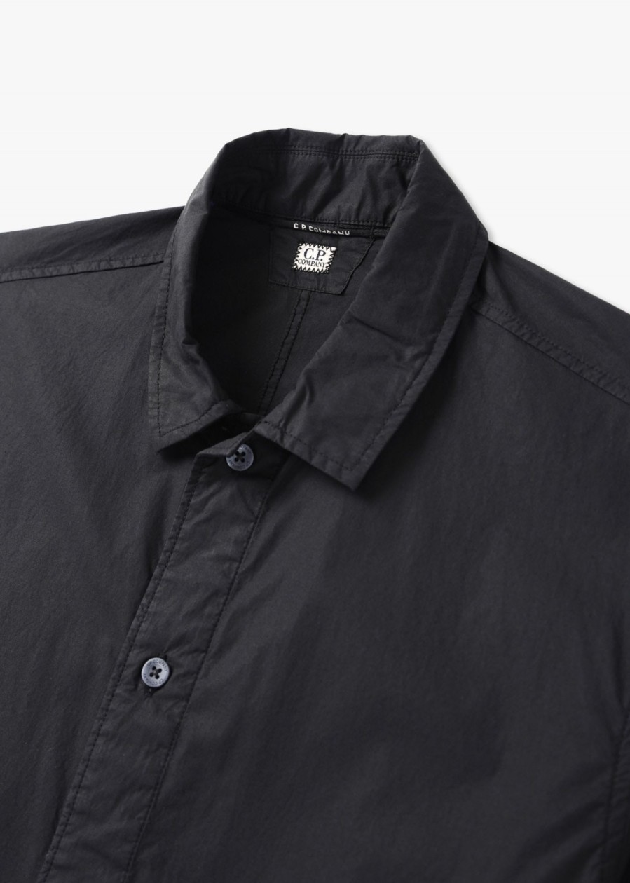 Mens C.P. COMPANY Shirts | Mens Popeline Pocket Shirt In Black