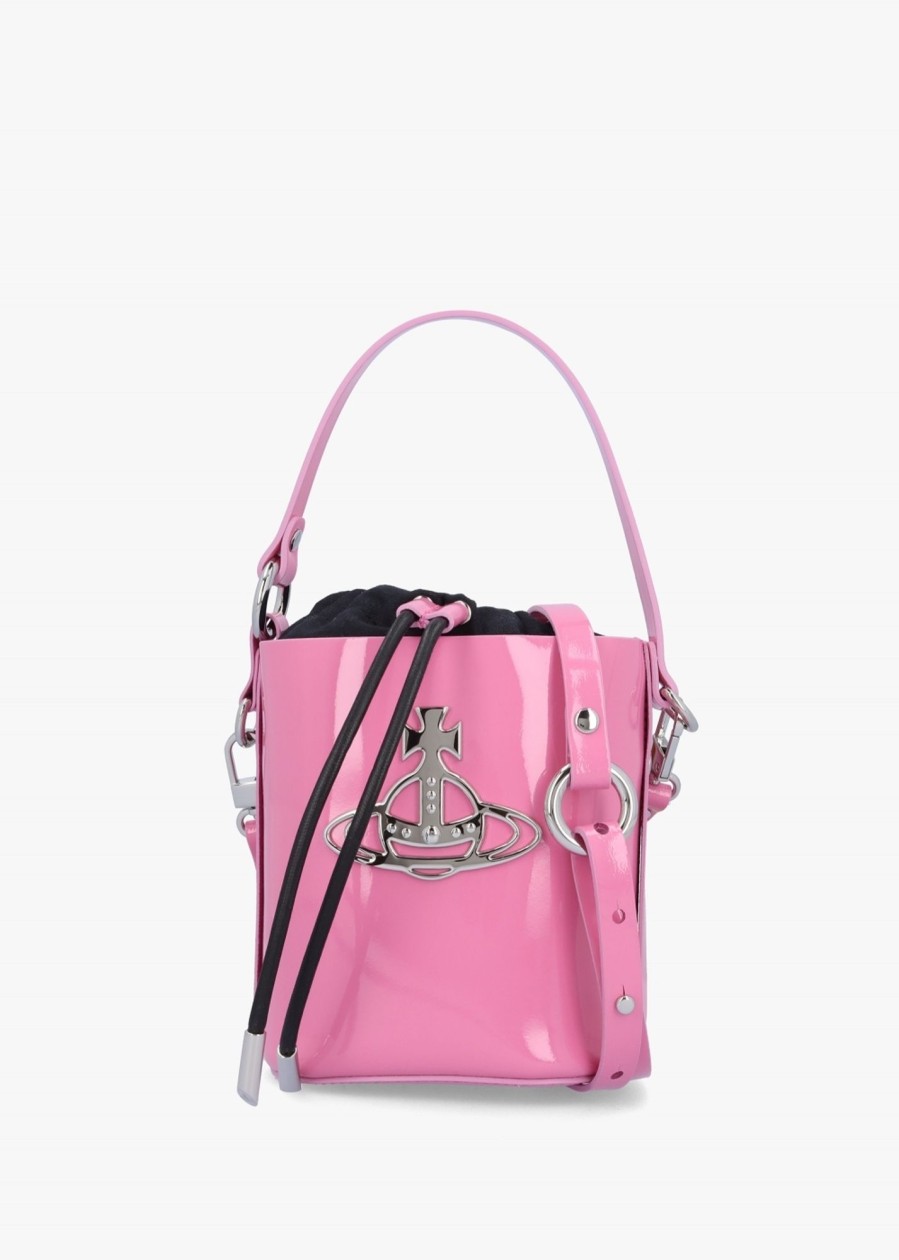 Womens VIVIENNE WESTWOOD Crossbody Bags | Womens Small Daisy Leather Drawstring Bucket Bag In Pink Patent