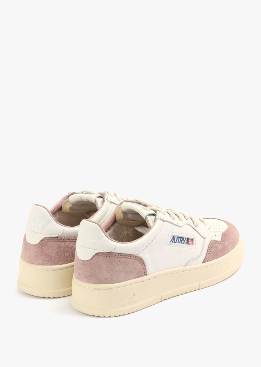 Womens AUTRY Trainers | Womens Medalist Low Leather And Suede Trainer In Pink