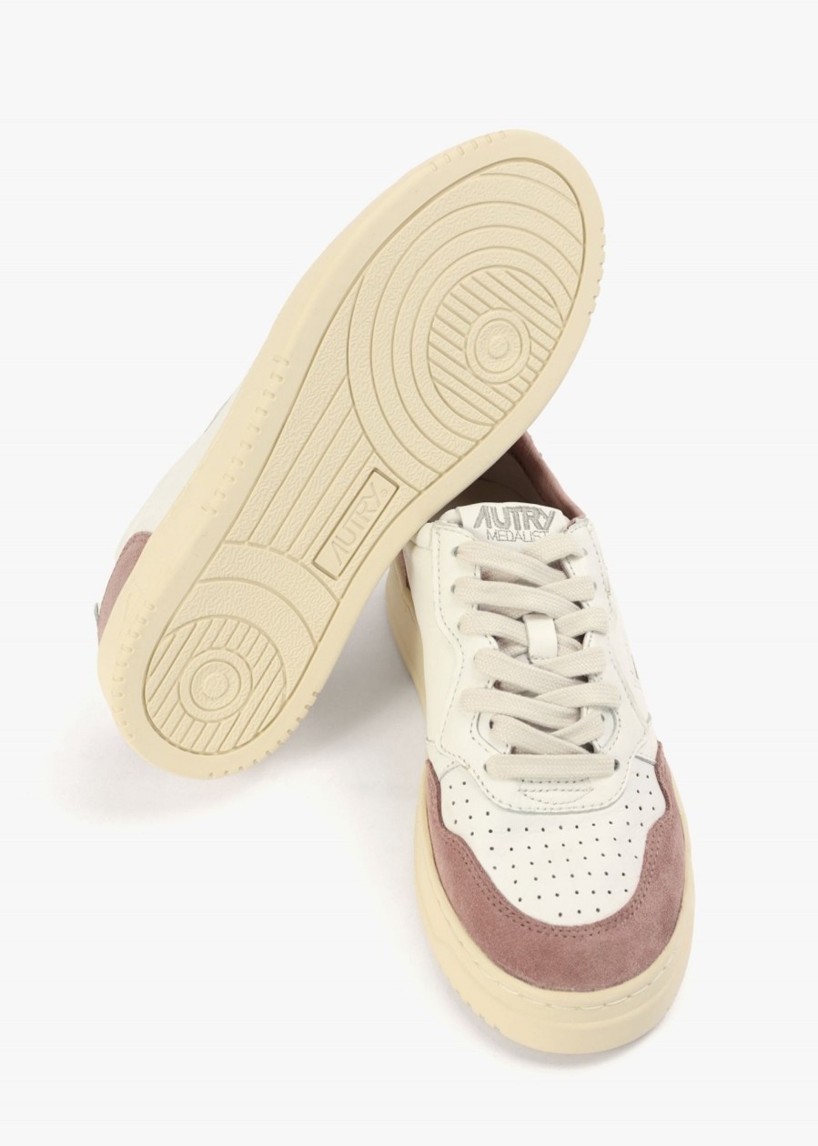 Womens AUTRY Trainers | Womens Medalist Low Leather And Suede Trainer In Pink