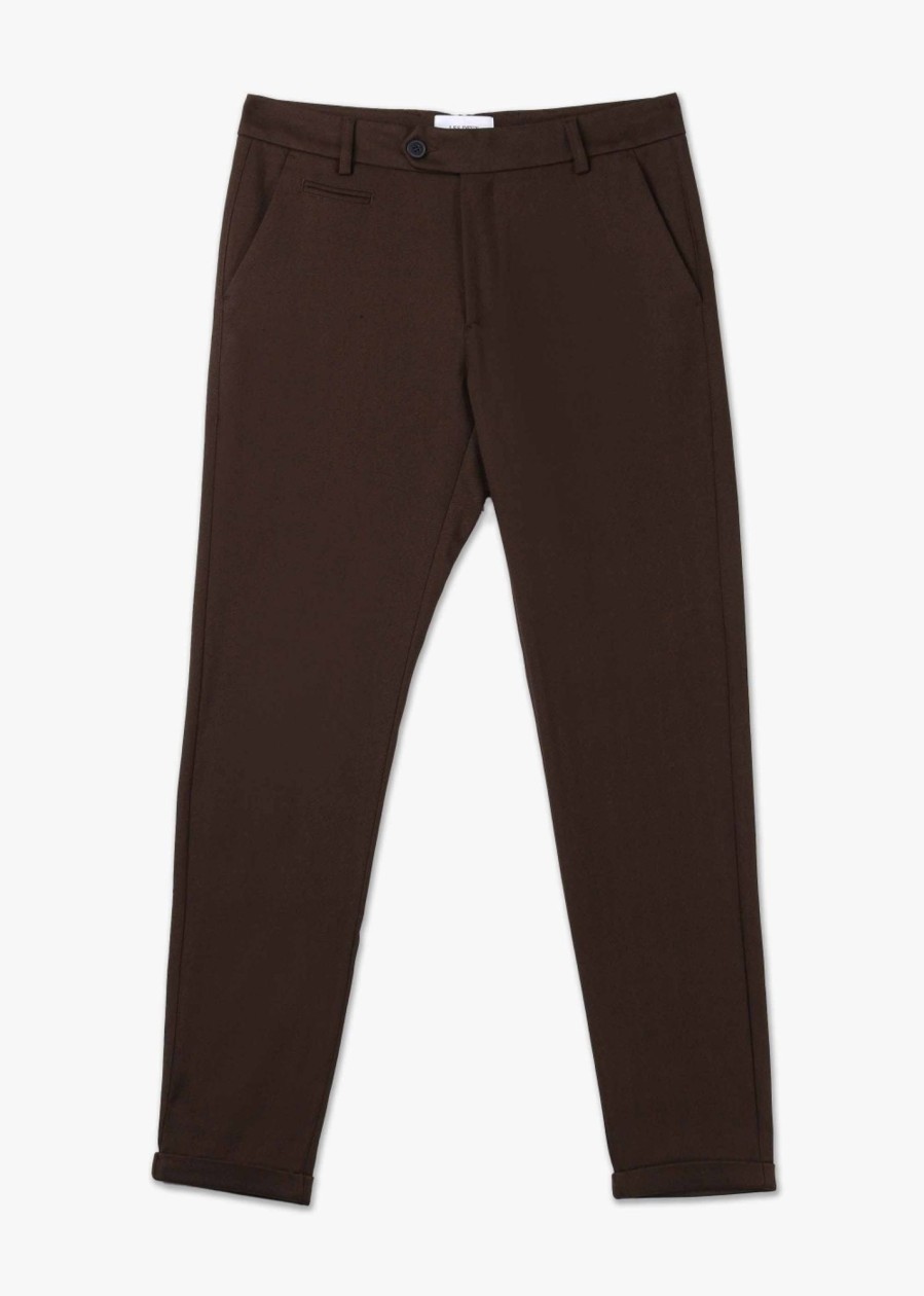 Mens LES DEUX Trousers | Mens Como Herringbone Suit Pants In Ebony Brown