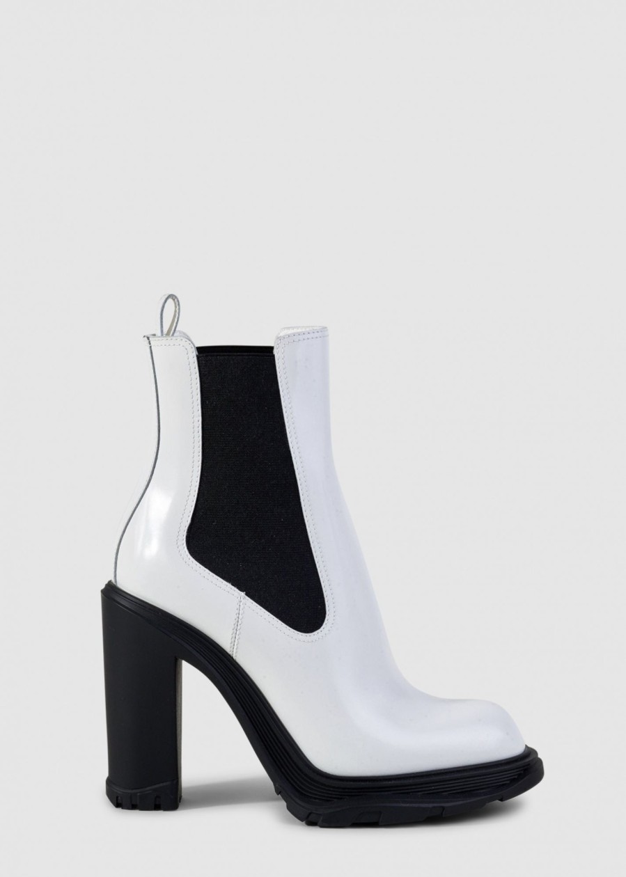 Womens ALEXANDER McQUEEN Boots | Women'S Tread Heeled Ankle Boots In White