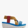 Womens FLY LONDON Sandals | Womens Yabi Leather Mid Wedge Sandals In Lipstick Yellow Azure