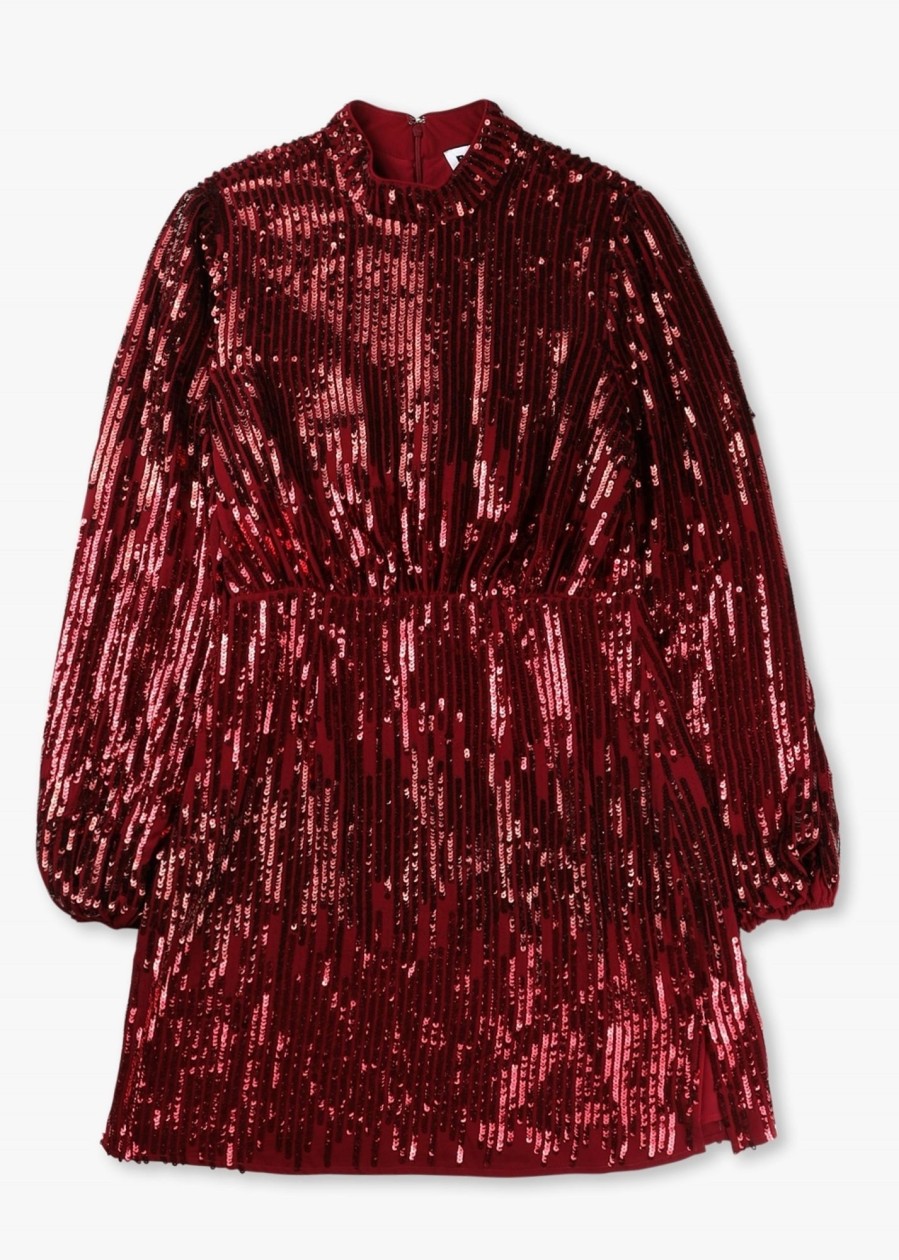 Womens RIXO Dresses | Womens Samantha Sequinned Dress In Burgundy