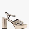 Womens SHOE THE BEAR Heels | Womens Nova Strap Leather Platform Block Heel Sandals In Gold