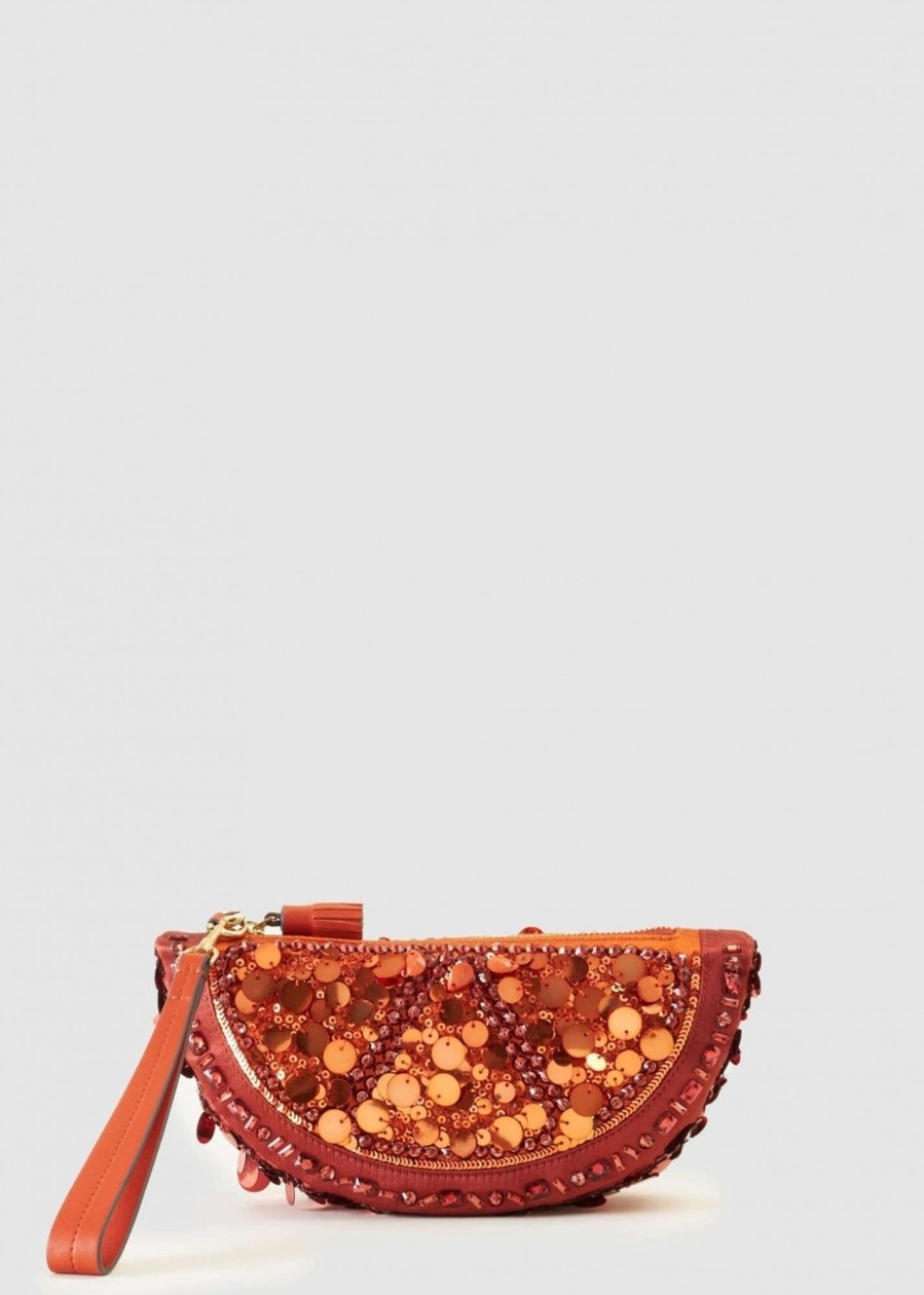 Womens ANYA HINDMARCH Clutch Bags | Women'S Orange Sequins Clutch Bag In Orange