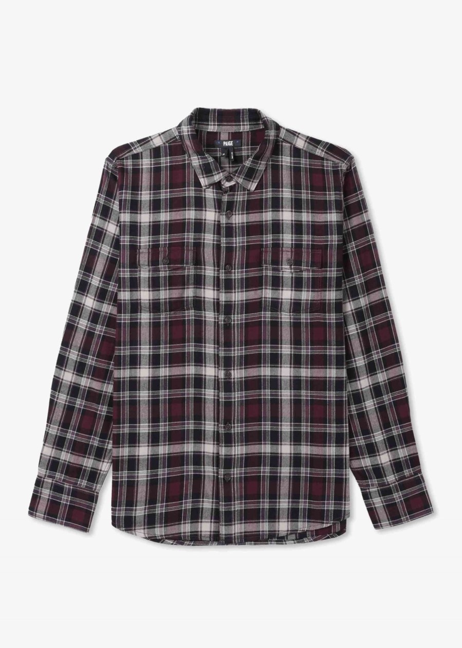 Mens PAIGE Shirts | Mens Everett Checked Shirt In Onyx Cosmos