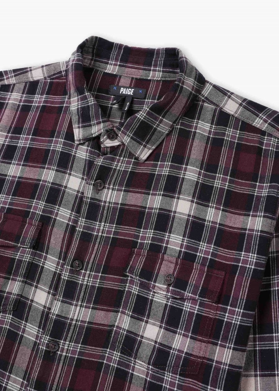 Mens PAIGE Shirts | Mens Everett Checked Shirt In Onyx Cosmos