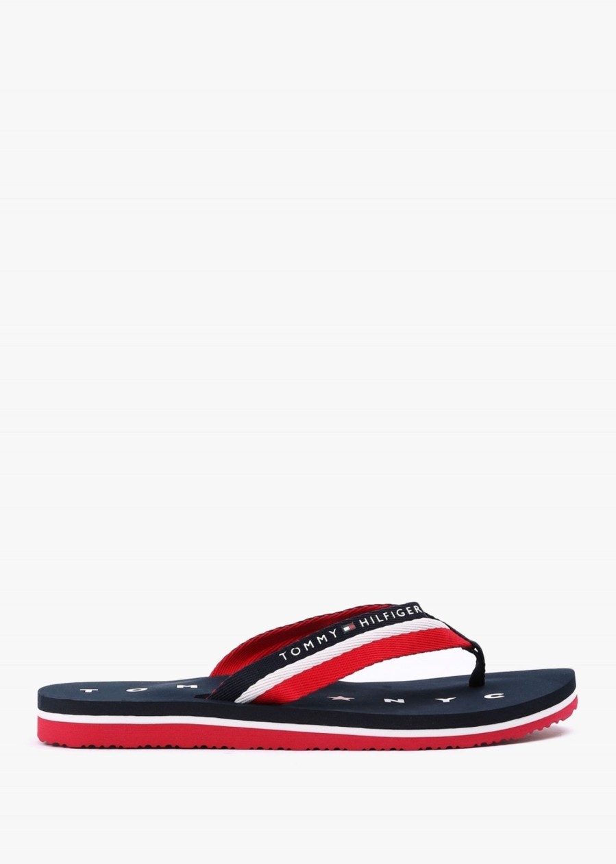 Womens TOMMY HILFIGER Sandals | Womens Love New York Beach Sliders In Navy White Red