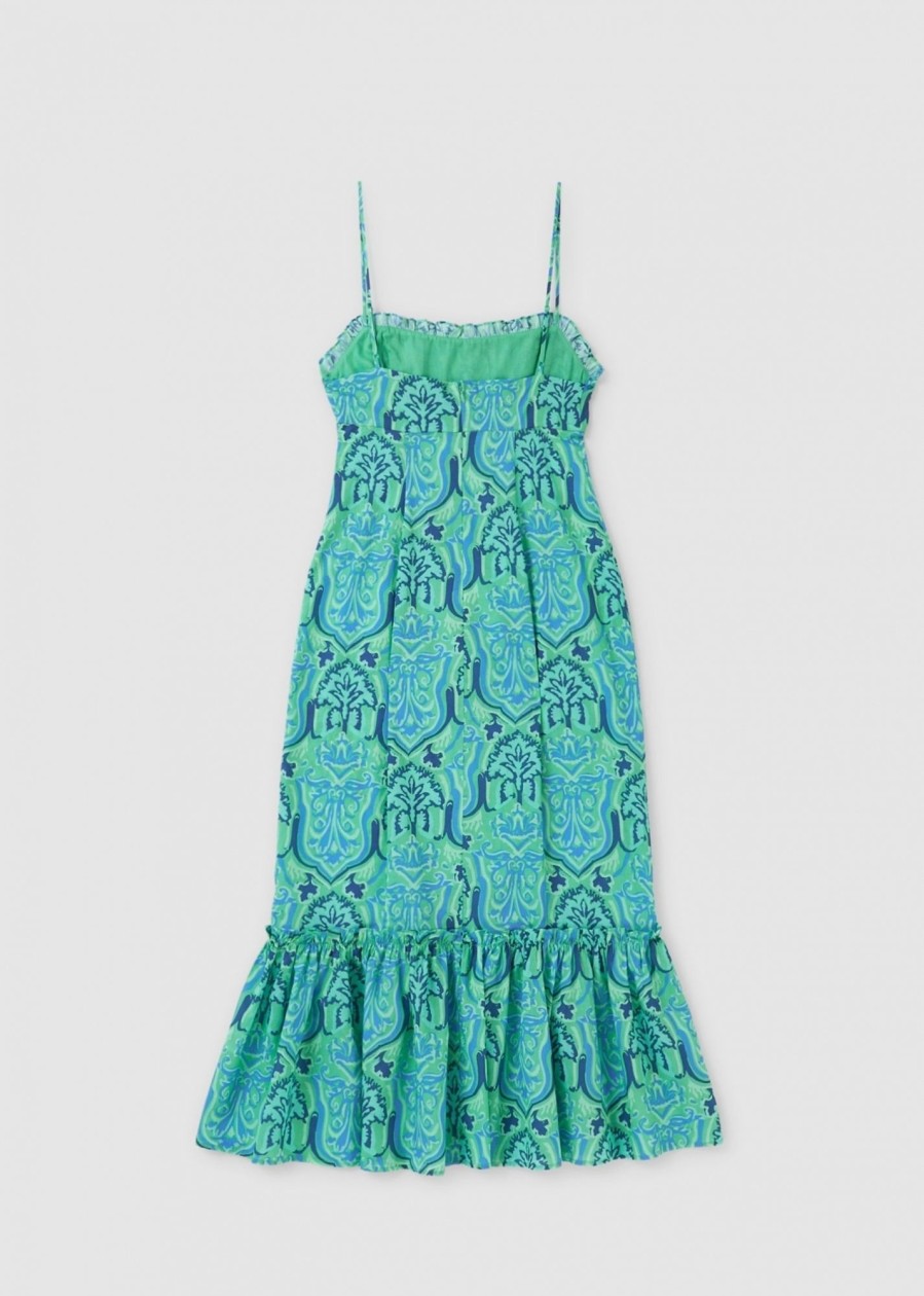 Womens RIXO Dresses | Womens Sorcha Flared Slip Dress In Woodblock Green